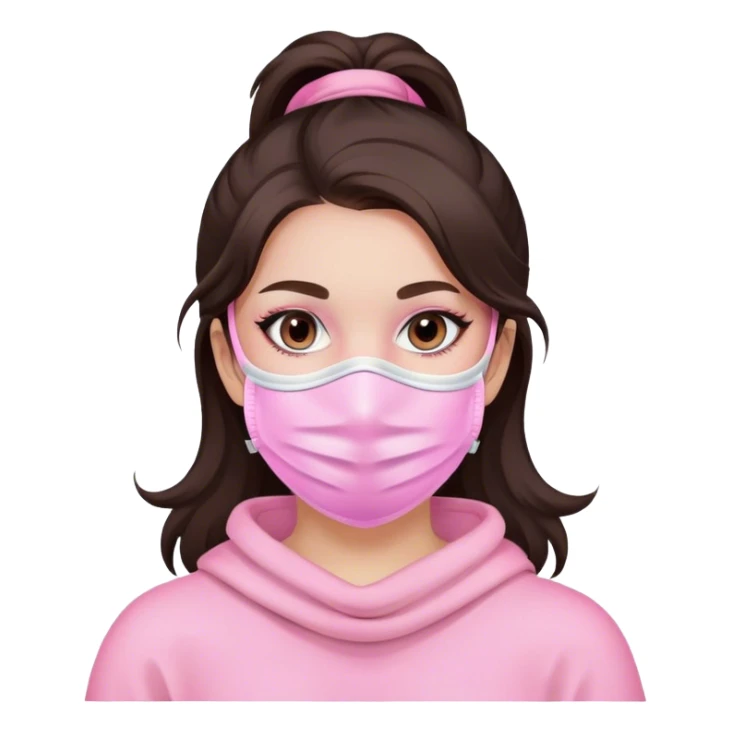brunnete girl with pink face mask sticker