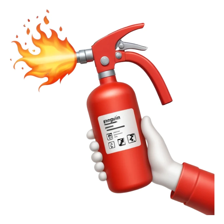 A hand holding Fire extinguisher and extinguishing the fire, no man sticker