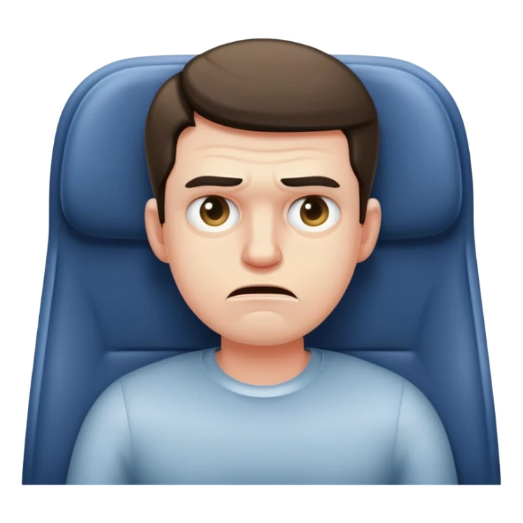 Unhappy guy squished on an airplane seat sticker