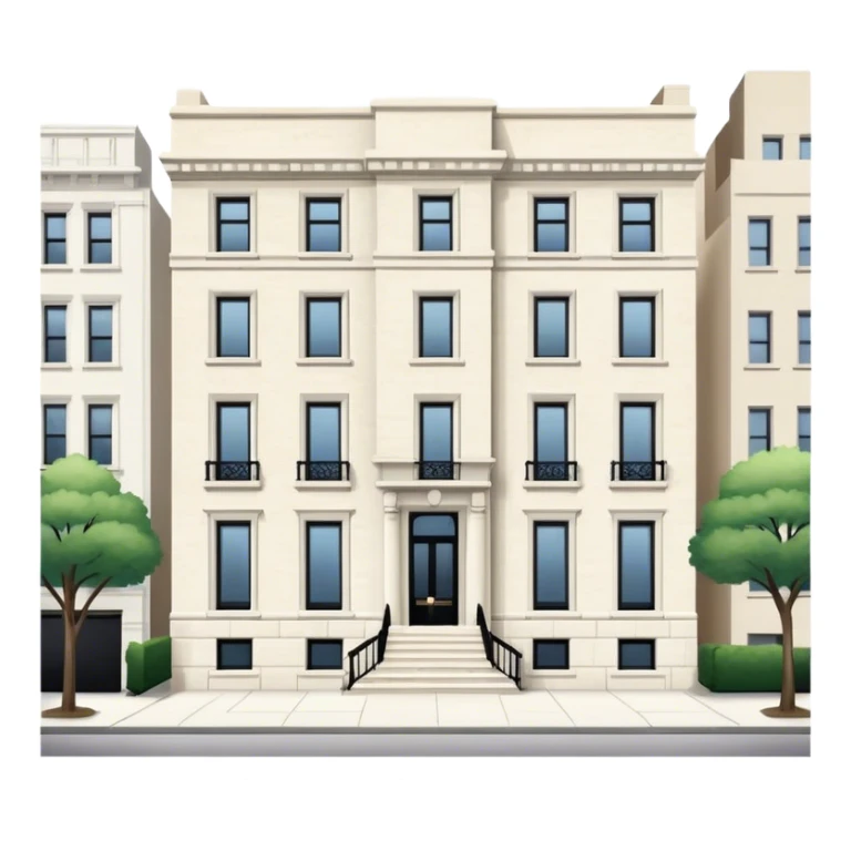 upper east side townhouse, white limestone, classic modern, exterior view sticker