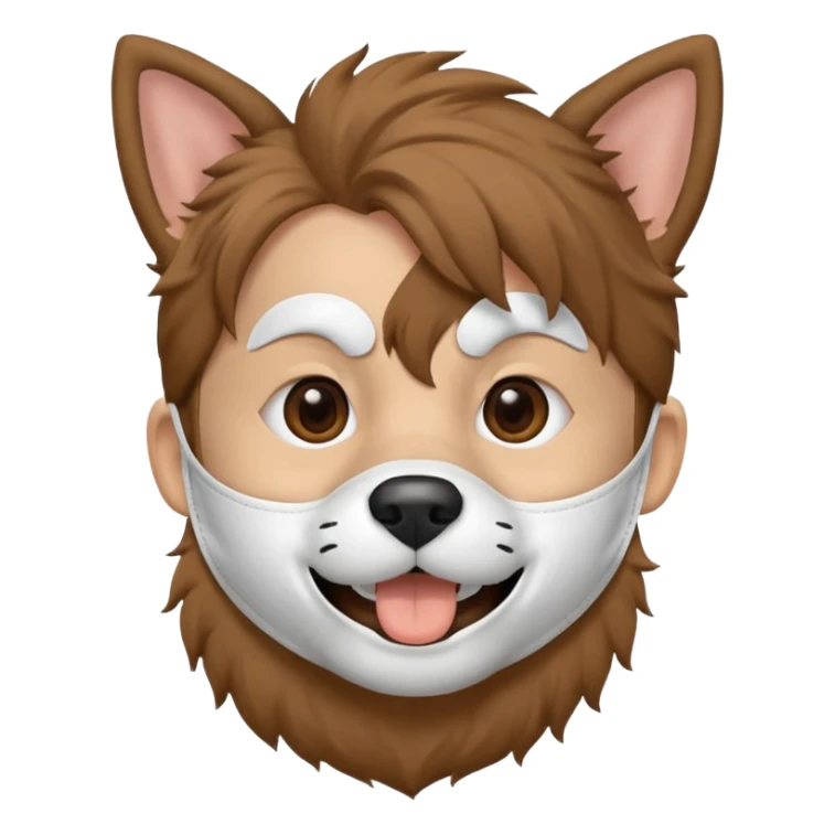 boy wearing dog mouth mask, without ears sticker