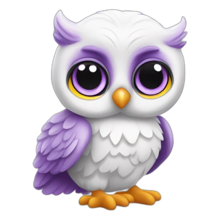 cute baby owl white purple sticker
