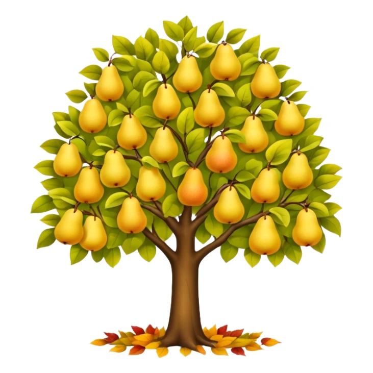 Pear Tree colorful,yaprakları sarı sticker