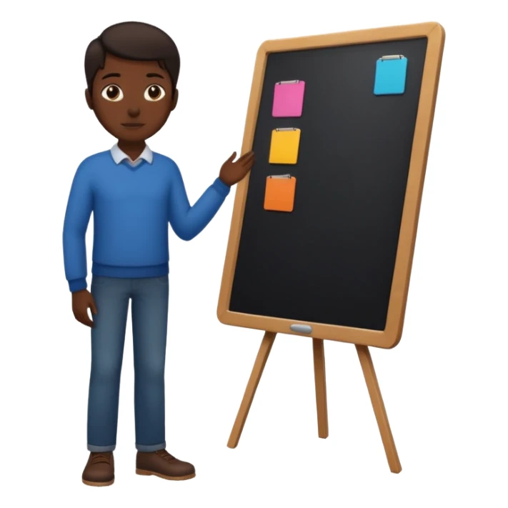 person silhouette standing next to a project board sticker