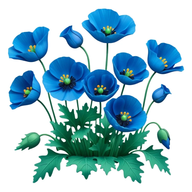 Still life realistic 3D rendering, beautiful and bright blue poppies sticker