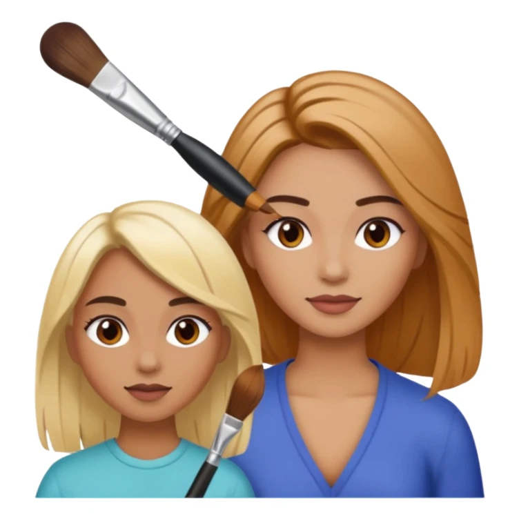 Woman coloring a hair off ohter woman sticker