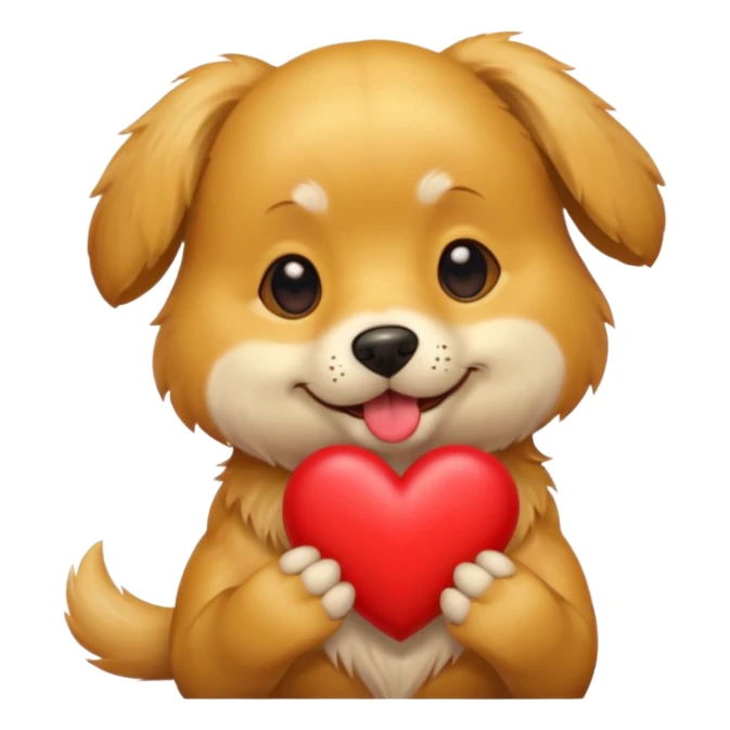 A dog holding a heart in its mouth sticker