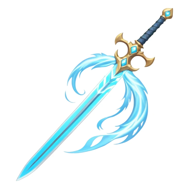wind elemental sword object icon, elegant fantasy sword, swirling wind aura around the blade, light blue glow, floating air particles, 3D cartoon, mobile game icon style, centered, clean background, soft shadow, no text, no watermark
 sticker