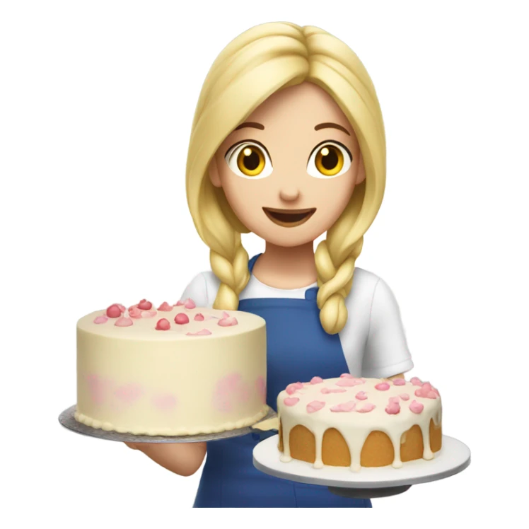 Blonde girl making cake sticker