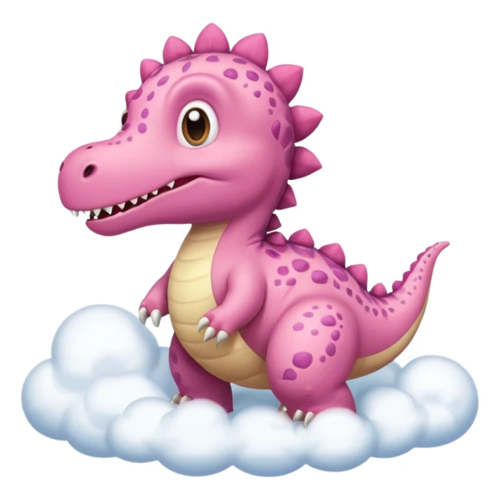 Dinosaurio rosa tierno, diciendo en una nube "Raw" sticker