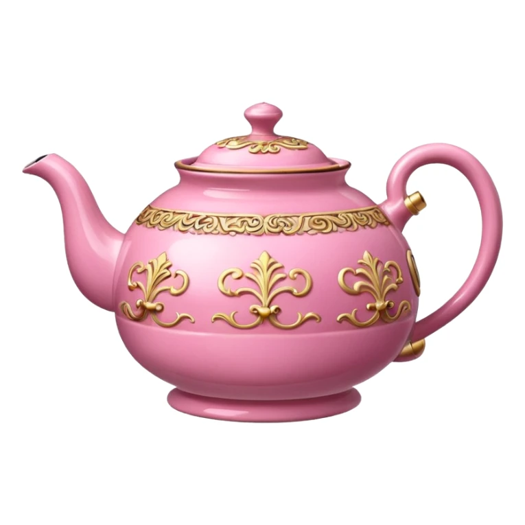 Pink steaming and boiling  tea pot with smoke sticker