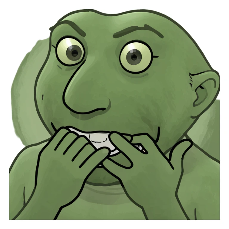 Man covering mouth with hand sticker