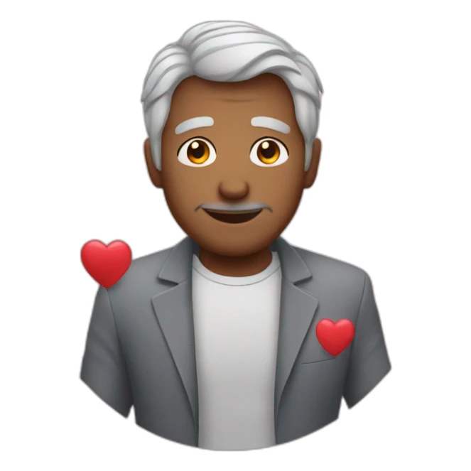 Man with gray hair no mustache giving valentine heart  sticker