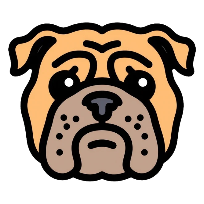 bulldog face with wrinkles sticker