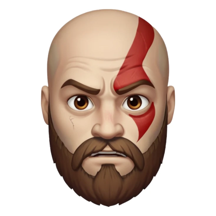 God of War Kratos (skin white, beard and eyebrow color brown) sticker