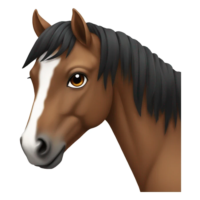 Brown horse with black manes and a white dot sticker