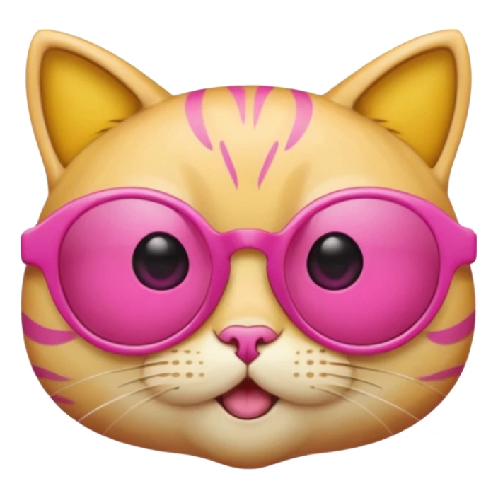 make a yellow circle face emoji with diva sun glasses that are like bright pink cat eye and like long lashes and the hand tilting the sunglaggeses dsown sticker