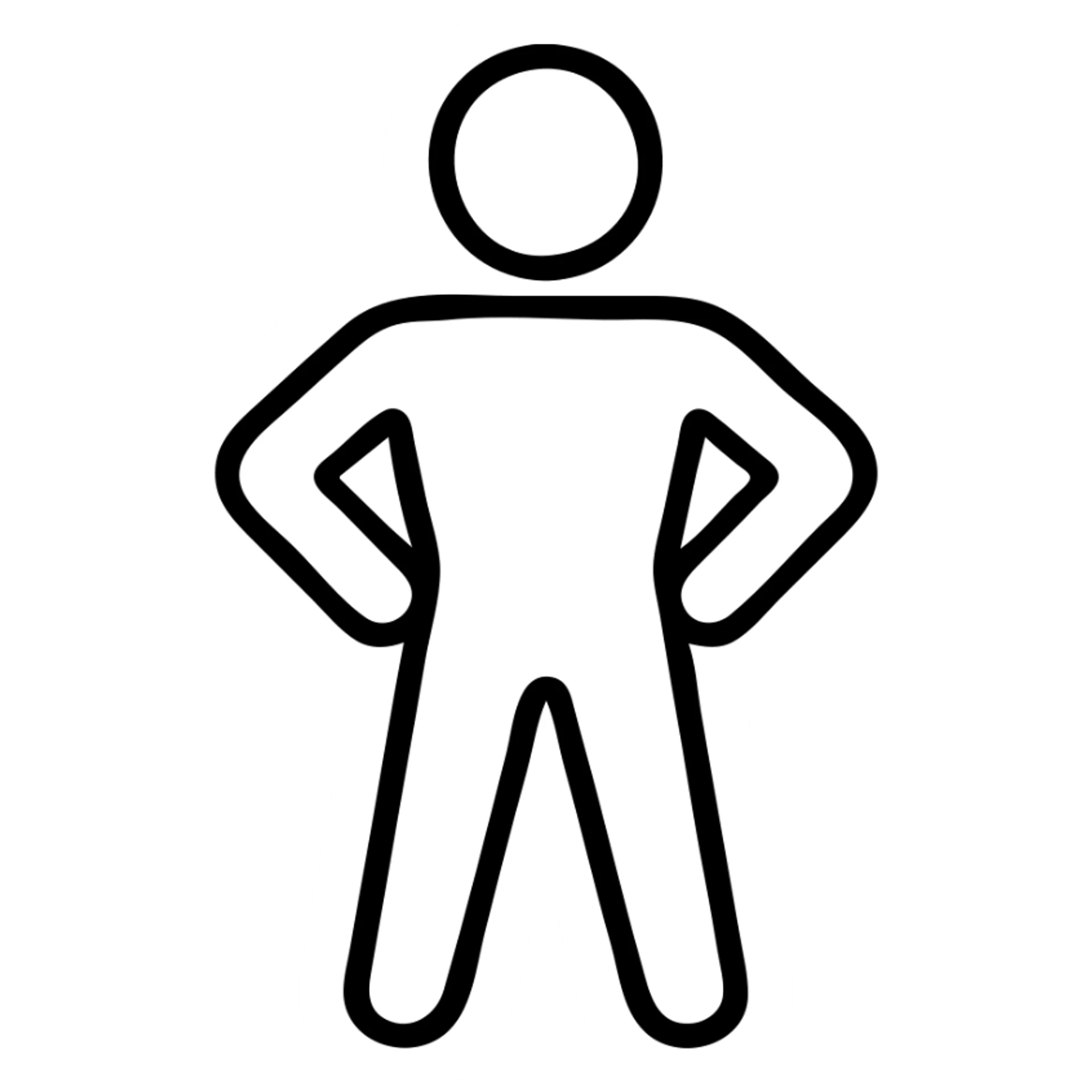 stylized icon of a person with chest out, proud posture, minimal details sticker