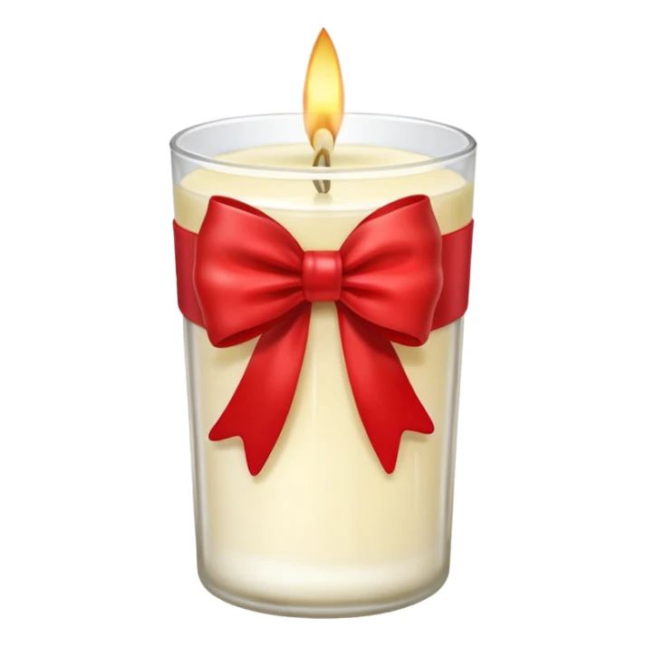 Soft vanilla long glass candle, with little red bow sticker