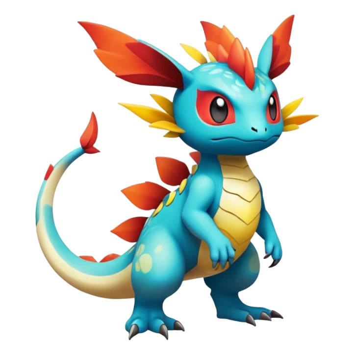 cool exotic fantasy-creature-Fakémon-Pokémon, full body, with markings sticker