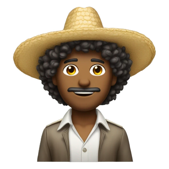 curly hair man with sombrero point up sticker