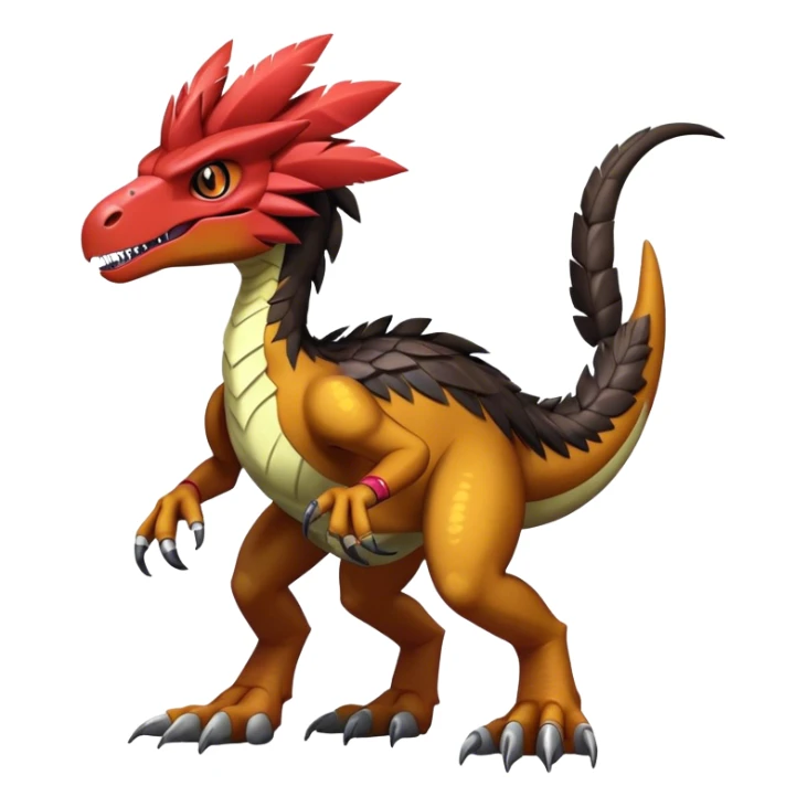 Dark Furry feather-mane Cool Edgy shiny Digimon-Fakemon-Guilmon-Velociraptor-Dinosaur-Drake full body   sticker