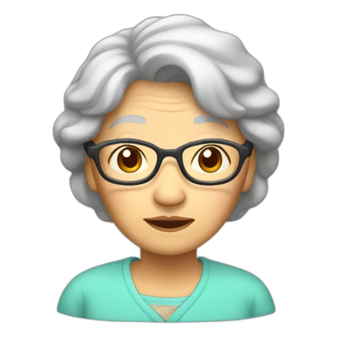 Asian grandma with glass sticker