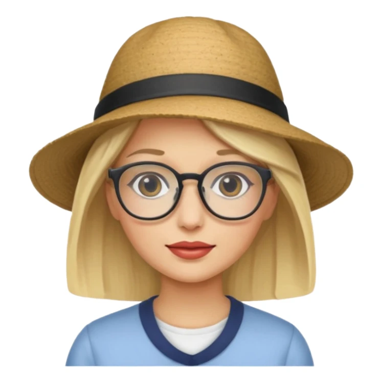 blonde woman with hat and glasses sticker