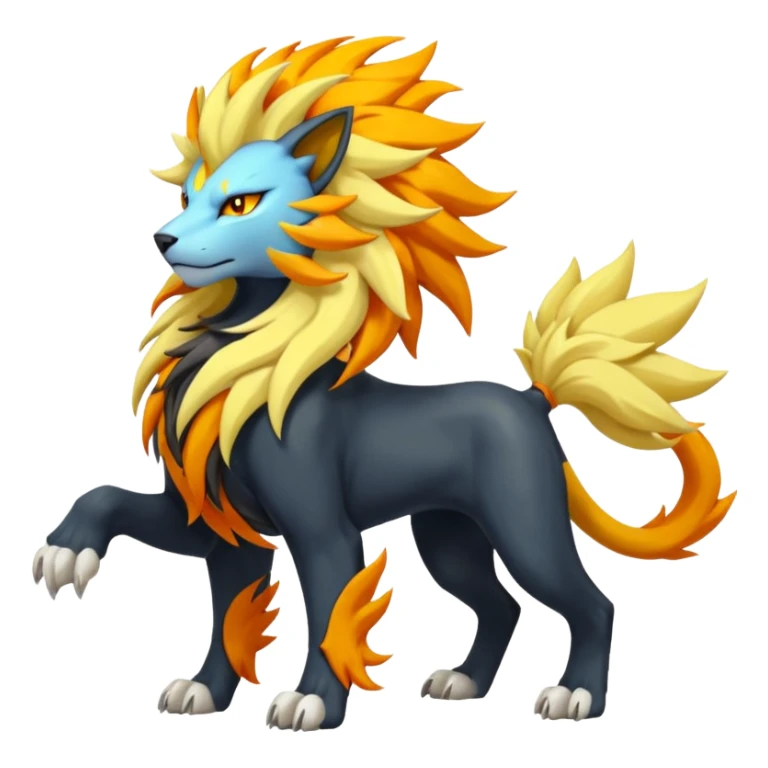 Pyroar-Solgaleo-Luxray-Fakémon-hybrid-creature (full body)  sticker
