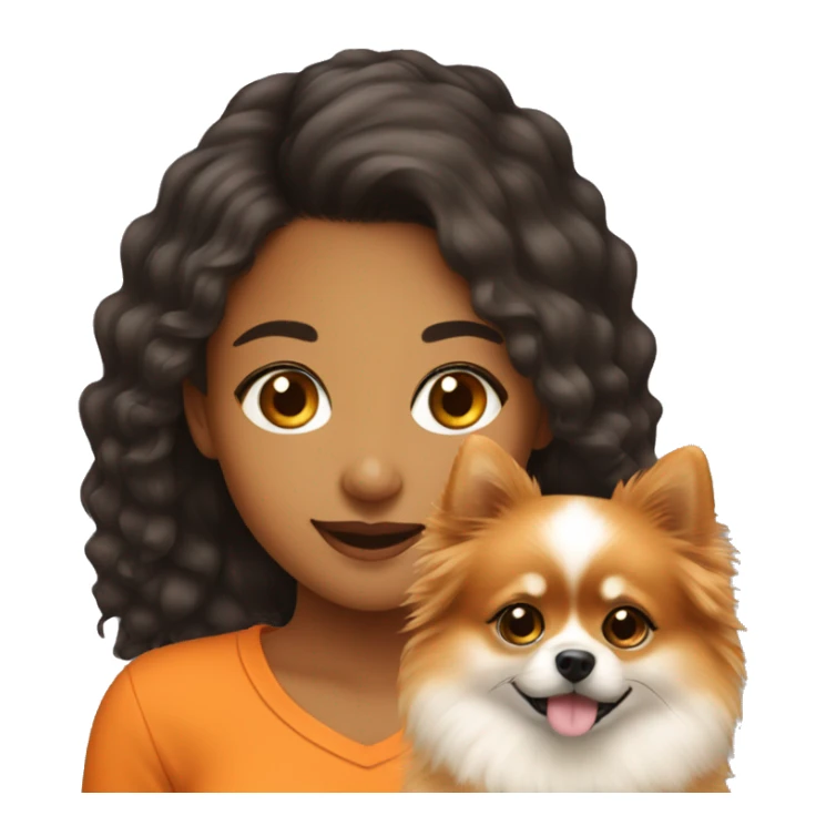 Young Latina girl with orange Pomeranian sticker