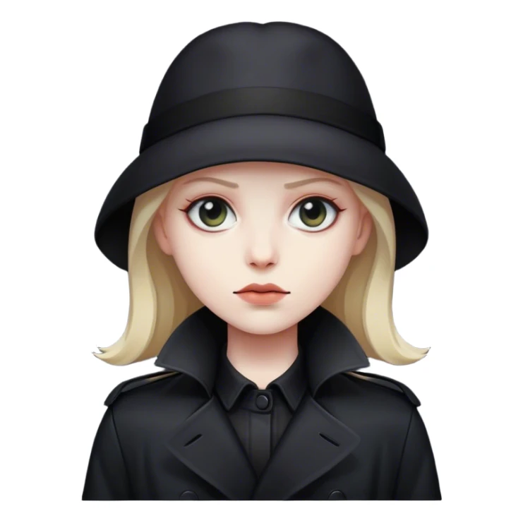 A shadowy figure in a black trench coat sticker