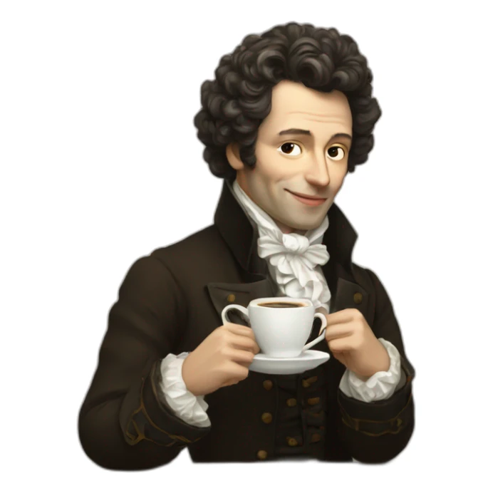 pushkin with a cup of coffee sticker
