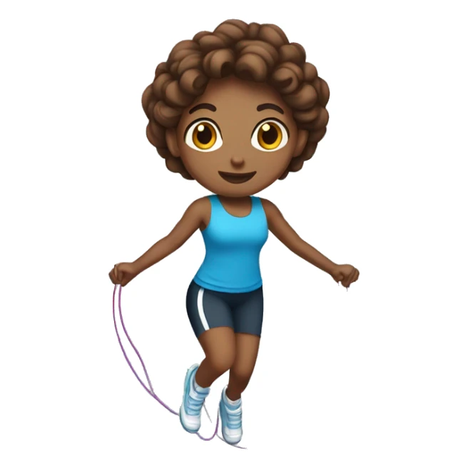 Jump Rope with brown hair medium skin sticker