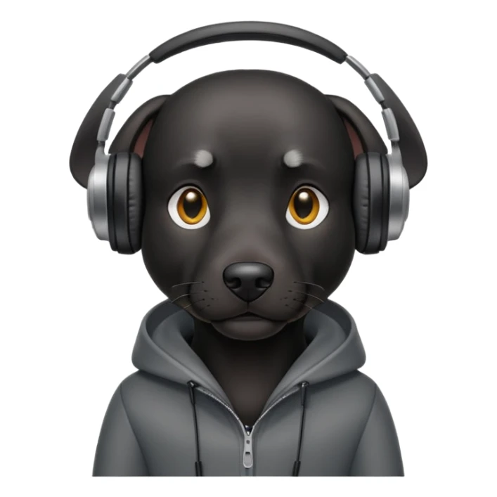 stylish black dog wearing headohones sticker