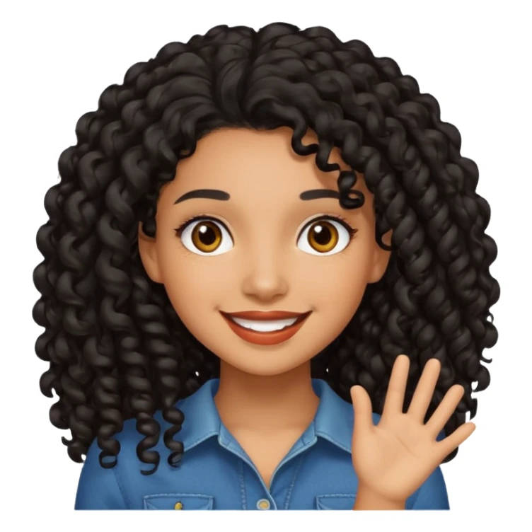 Mixed girl with long dark black curly hair  sticker