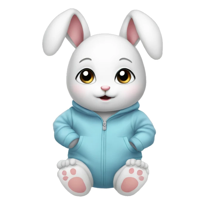 Anxious baby rabbit in baby winter bodysuit sticker