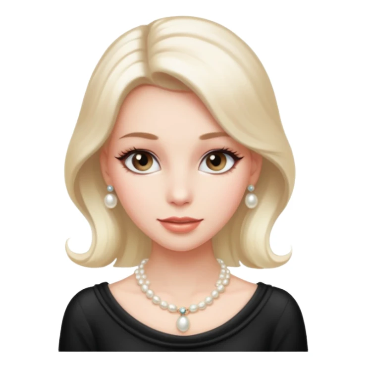 coquette girl, long eyelashes, pearl necklace, soft lighting sticker