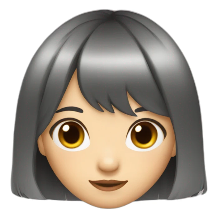 Asian girl hair bangs with a rat sticker