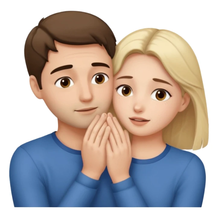 Girl touching his face with both hand, and smoothly rubbing the face sticker