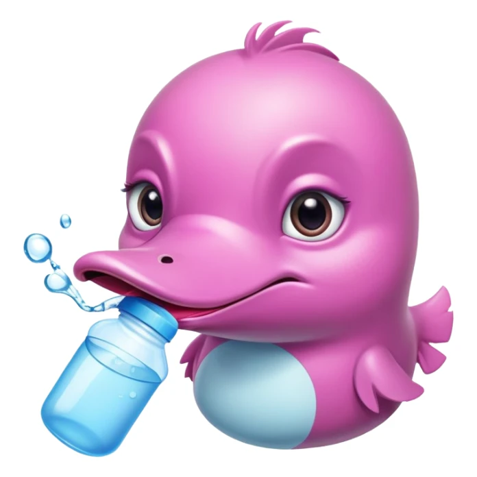 pink preppy platypus with water bottle lips and false eye lashes sticker