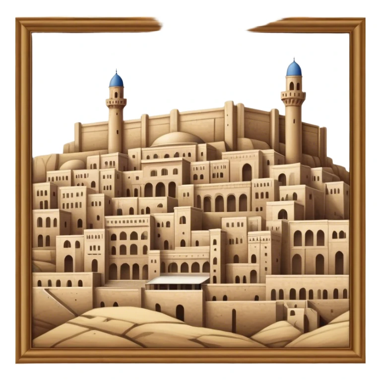 Mardin Buildings placed on a platform, standing together in a structured arrangement sticker