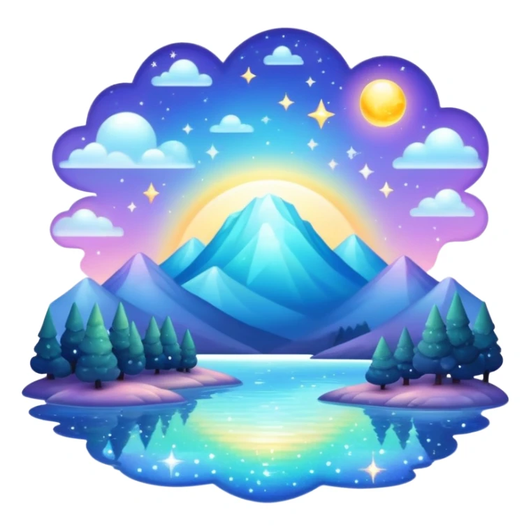 Iridescent divine celestial glistening glossy sparkly shiny glittery scenery  sticker