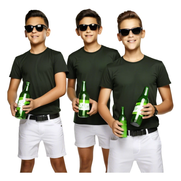 boys in black shirts holding bottles sticker