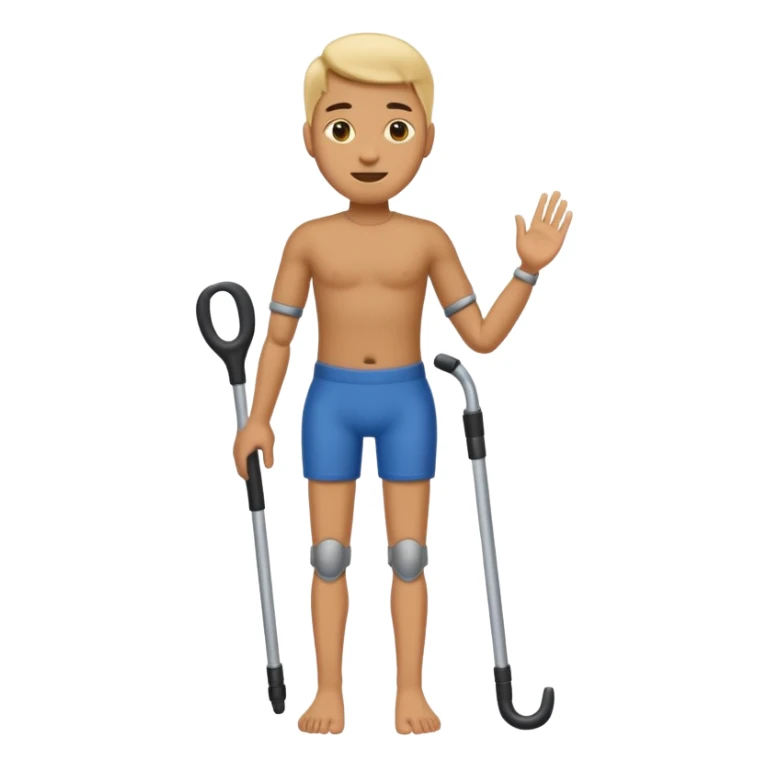 full body human emoji but with a prosthetic leg sticker