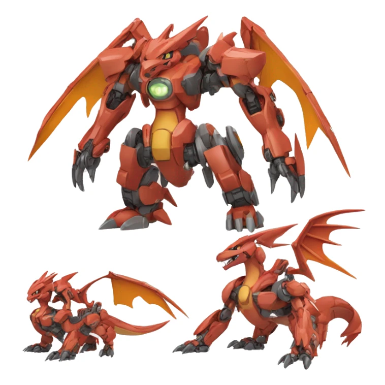 Mechanical Guilmon-Charizard-Medabot-Mecha full body sticker
