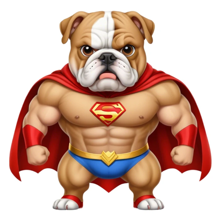 bulldog ingles traje super héroe sticker