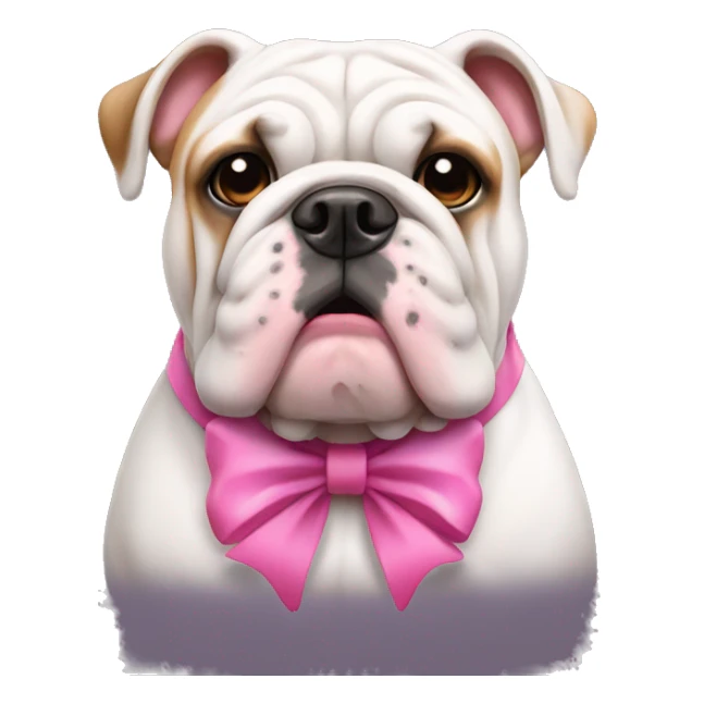 english bulldog wearing a pink bow sticker
