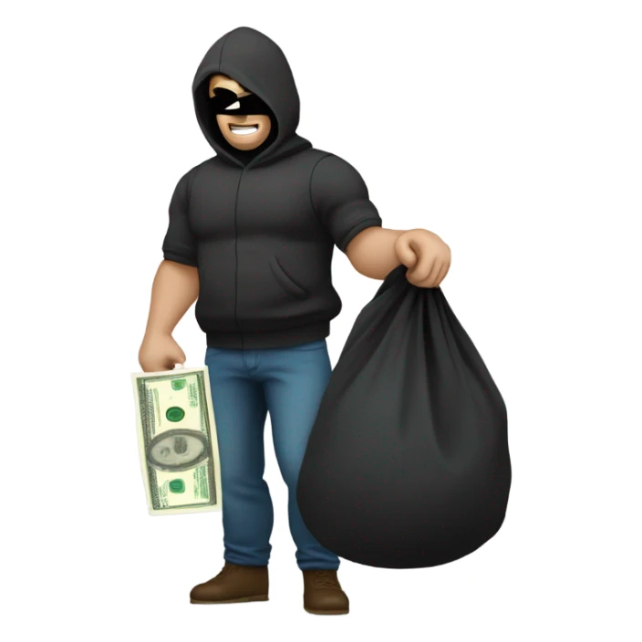 robber with a bag of money sticker