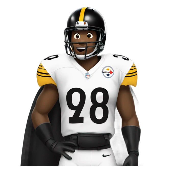 Pittsburgh Steelers player in uniform with black cape. sticker