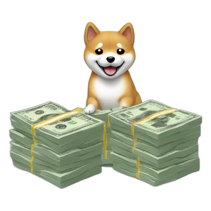 shiba counting stack of money sticker